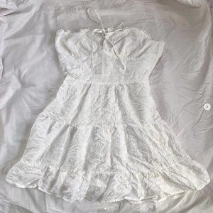 Embroidered white mini dress